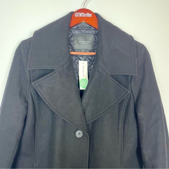 NWT Marc New York Wool Blend Borlange Collared Peacoat Black Women's Size 12 - Picture 3 of 13